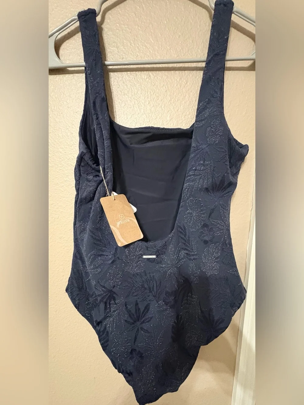 Navy One-Piece Swimsuit with Gold Accent, Berlook, Size Large NWT